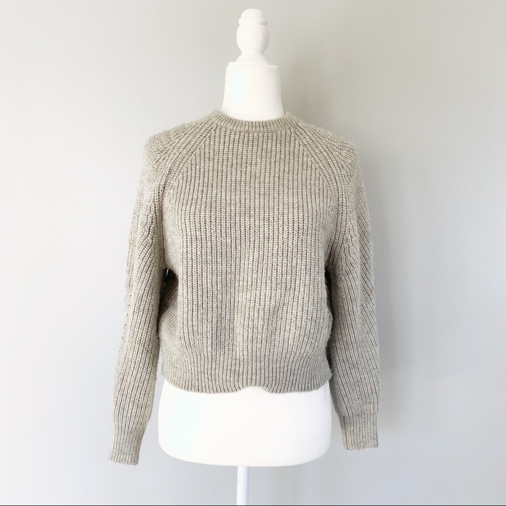 Light Gray Knit Mango Sweater, Size XS